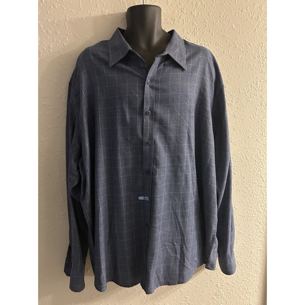 3XLT Tall IZOD Dry Cleaned Mens Blue Box Button Front Shirt #398*13**